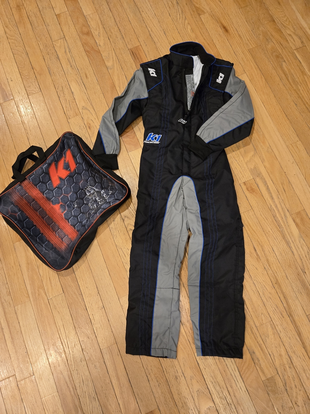 K1 Race Gear GK2 Level 2 Kids Youth Junior Black & Gray Racing Suit